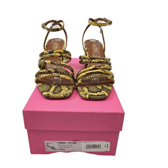 Paris Texas Carla Printed Python Leather Sandals in Limone Size 37/US 7 - Picture 11 of 11